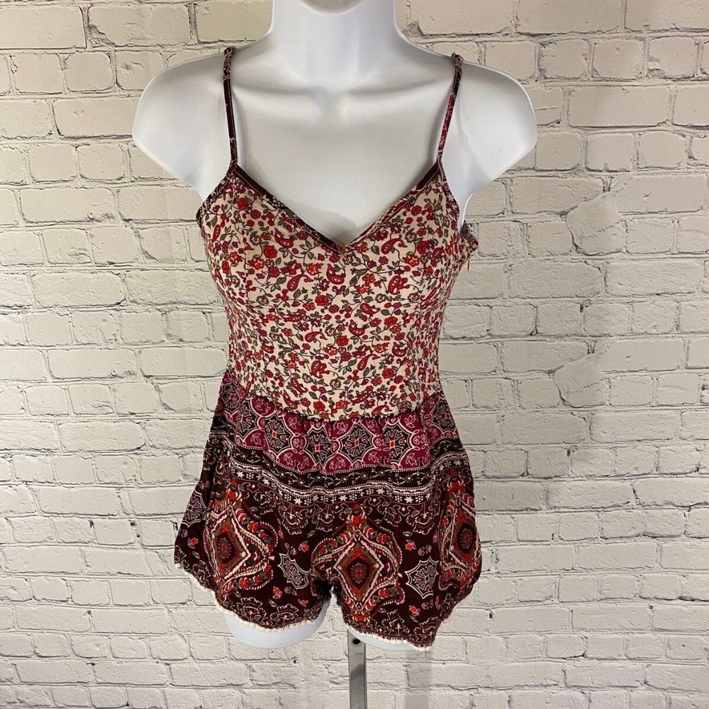 Hollister Paisley Pink Sleeveless Romper Side Zip